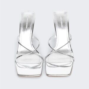 Amina Muaddi Adriana Mirror High Heel Slipper Sandal